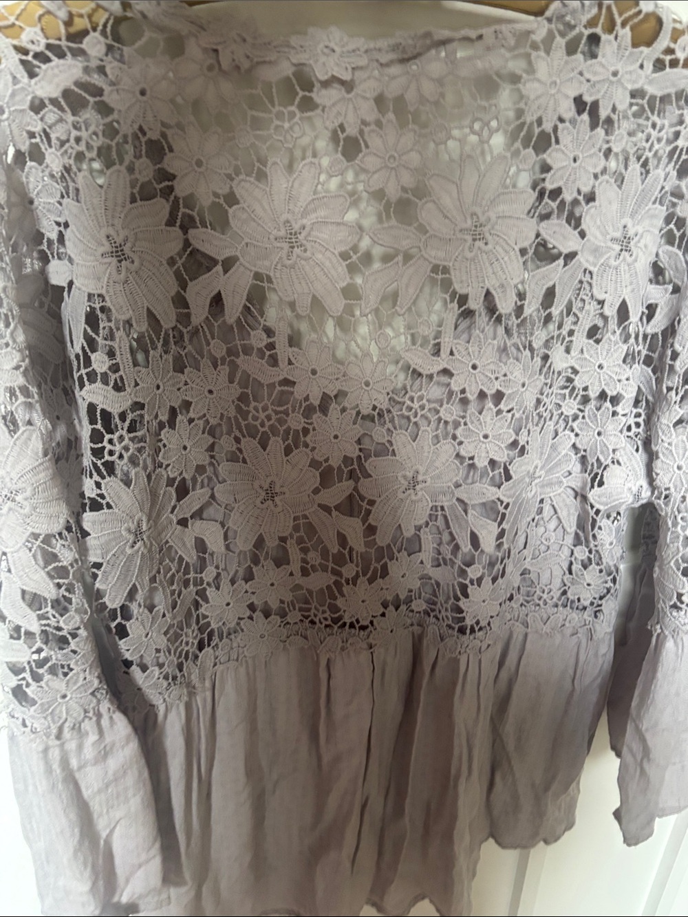 Pretty lavender lace bohemian crochet blouse size large - Picture 3 of 8